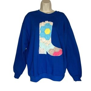 Gildan Blue Oversized Graphic Sweatshirt Long Sleeve Sz L